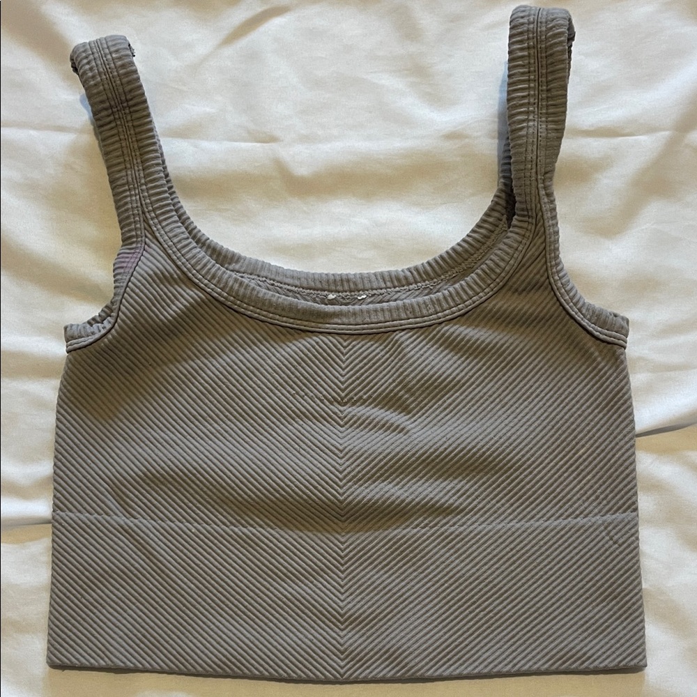 Gray Ribbed Women's Tank Top